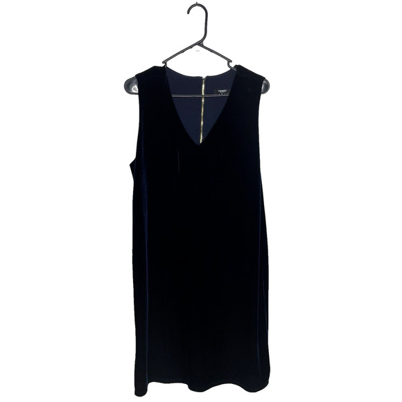 Velvet Dress Size M Navy Blue Grunge Midi Stretch Whimsigoth Holiday Y2k Party - Picture 1 of 9